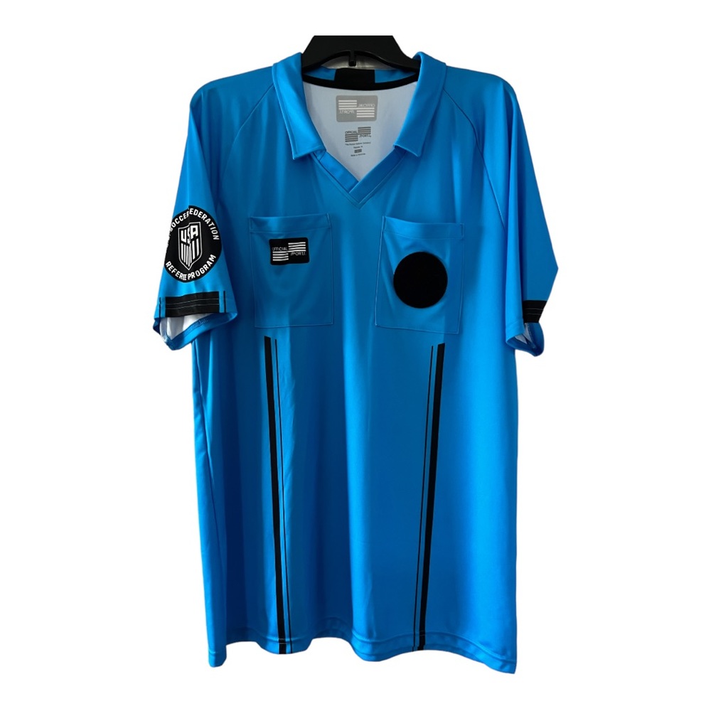 NWT Men's USSF Referree Uniform shirt,  Size Lg , blue still available.